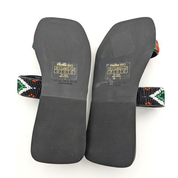 Farm Rio Beaded Slide Sandal Women's Square Open Toe Black Size US9 EU40 - Picture 8 of 13